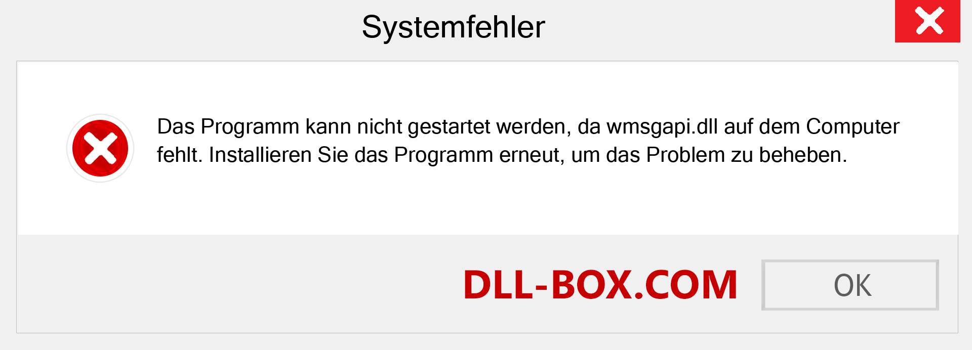 wmsgapi.dll-Datei fehlt?. Download für Windows 7, 8, 10 - Fix wmsgapi dll Missing Error unter Windows, Fotos, Bildern